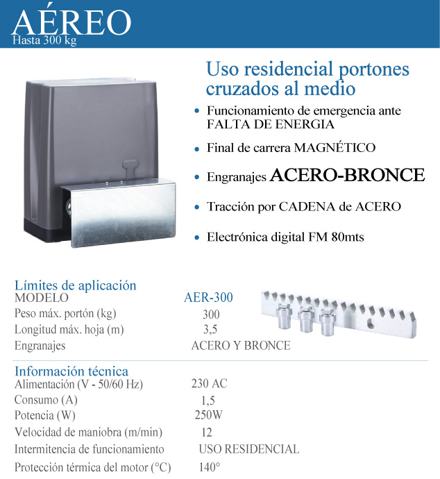 Motor aereo para porton corredizo. Kit porton corredizo