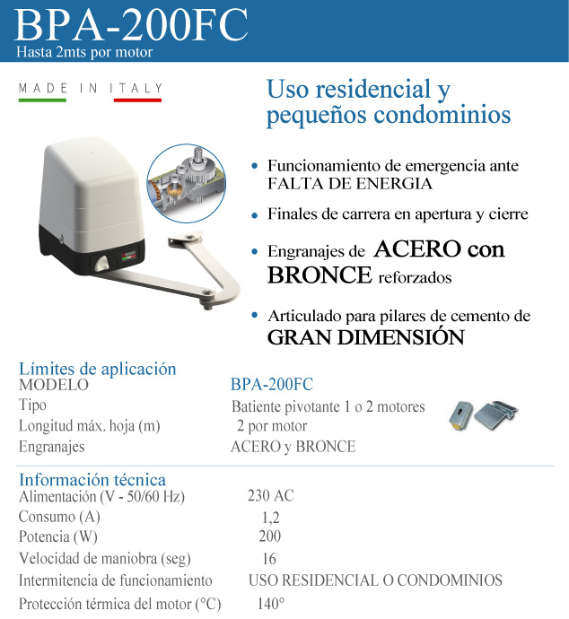 Motor batiente. Motor para porton pivotante