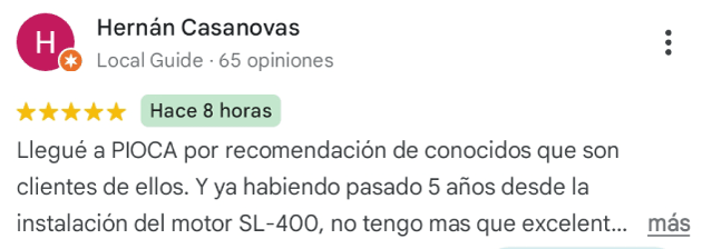 Reseña real de cliente sobre automatización de portones piOca®️ con funcionamiento duradero en el tiempo